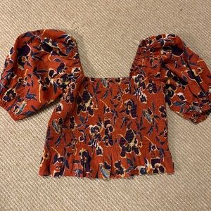 Ballon Sleeved Floral Top